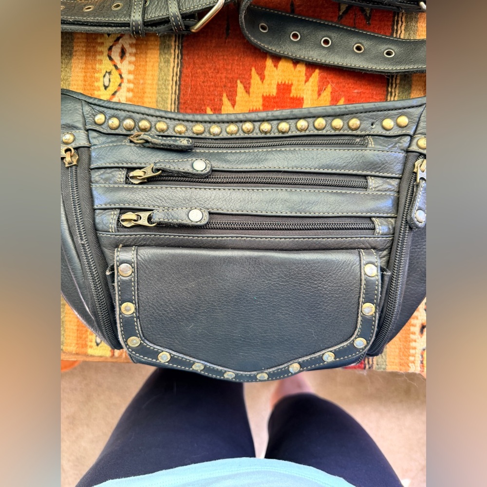 Hipstrrr Studded Leather Crossbody Bag